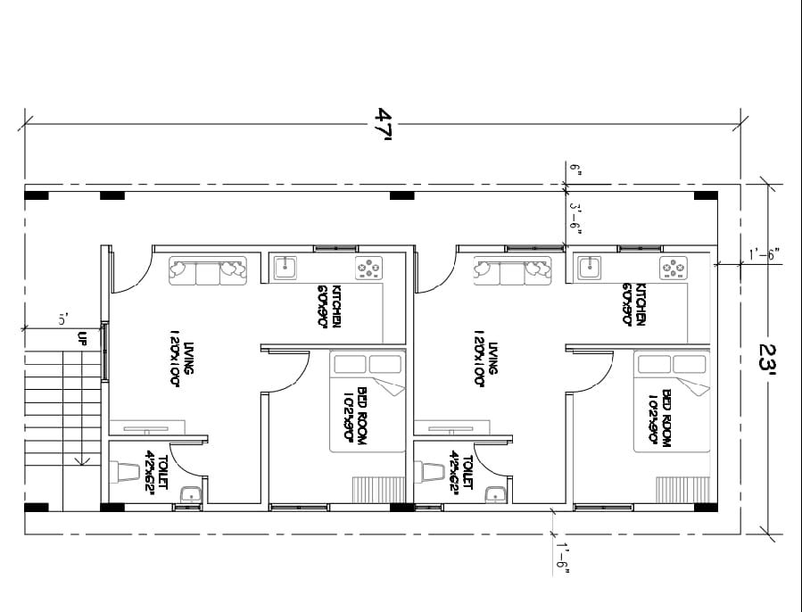 SAP Constructions floor plan 47x23 two unit layout Bangalore